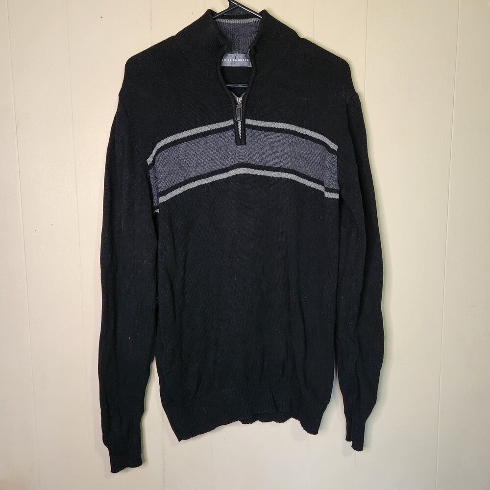 Oscar De La Renta black quarter zip sweater size small